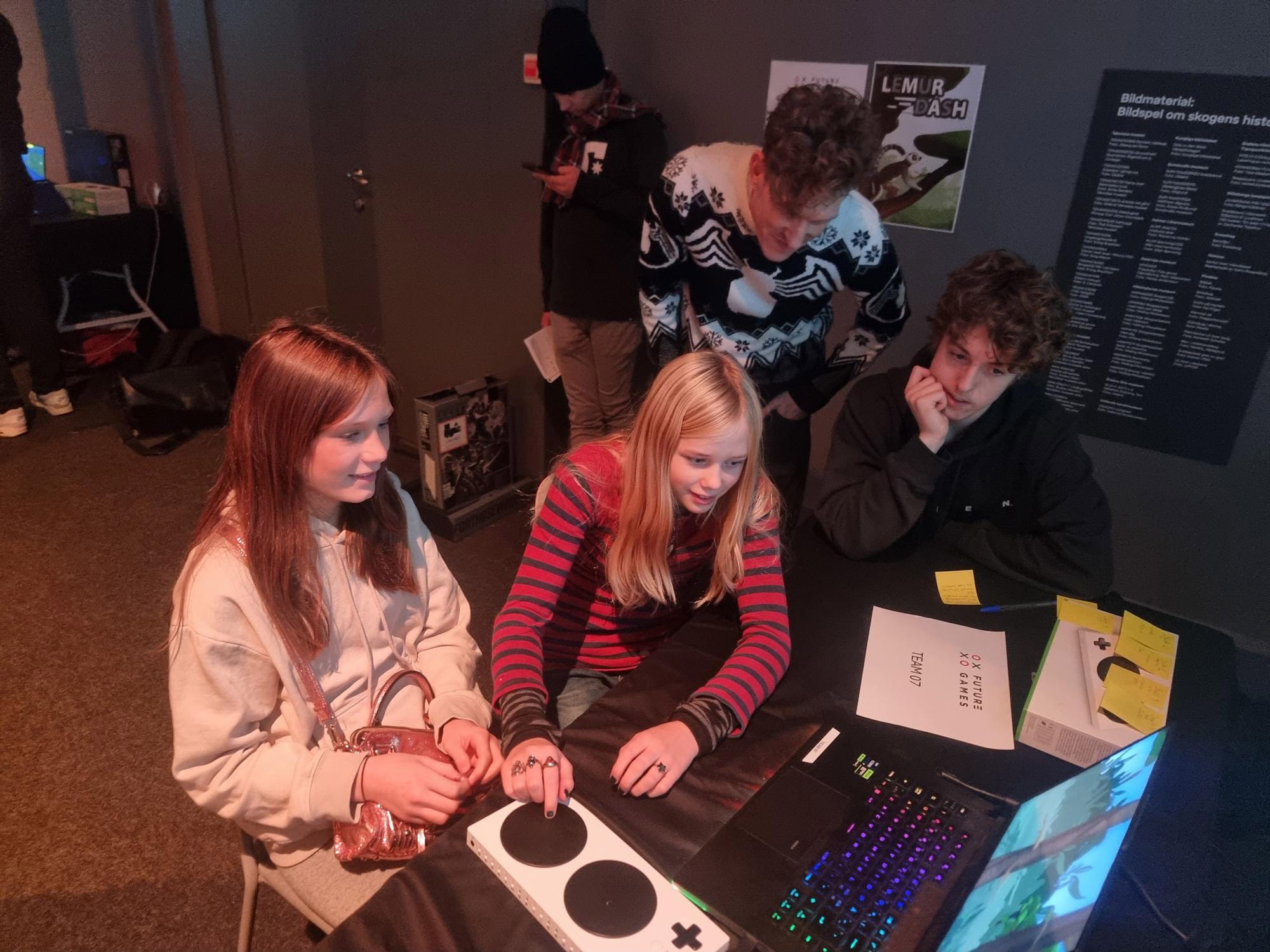 Children playtesting games alongside Futuregames students.