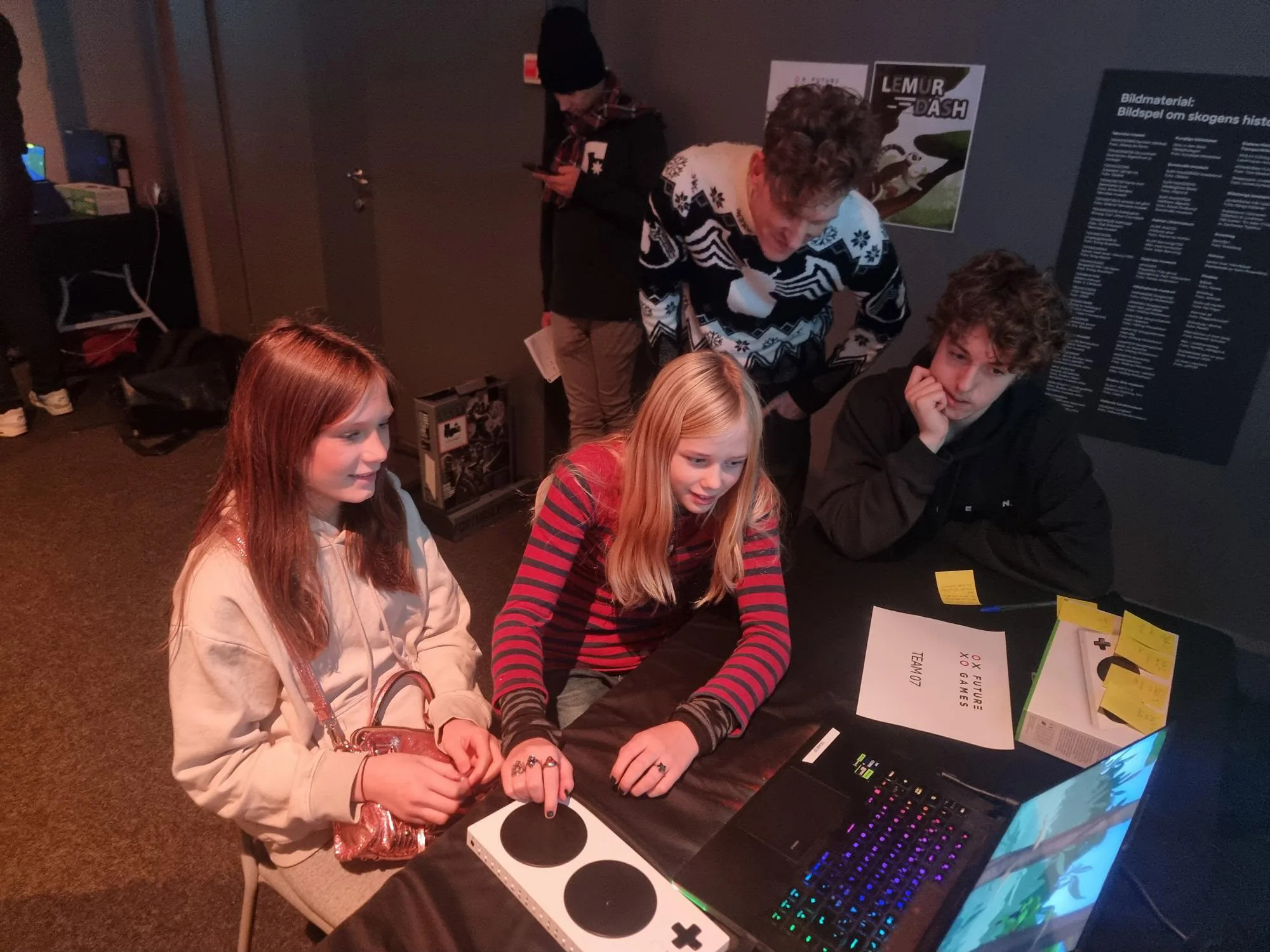 Children playtesting games alongside Futuregames students.