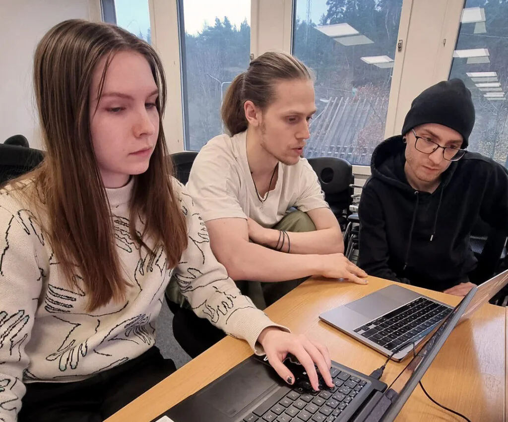 Futuregames Experience Designer students working in classroom.