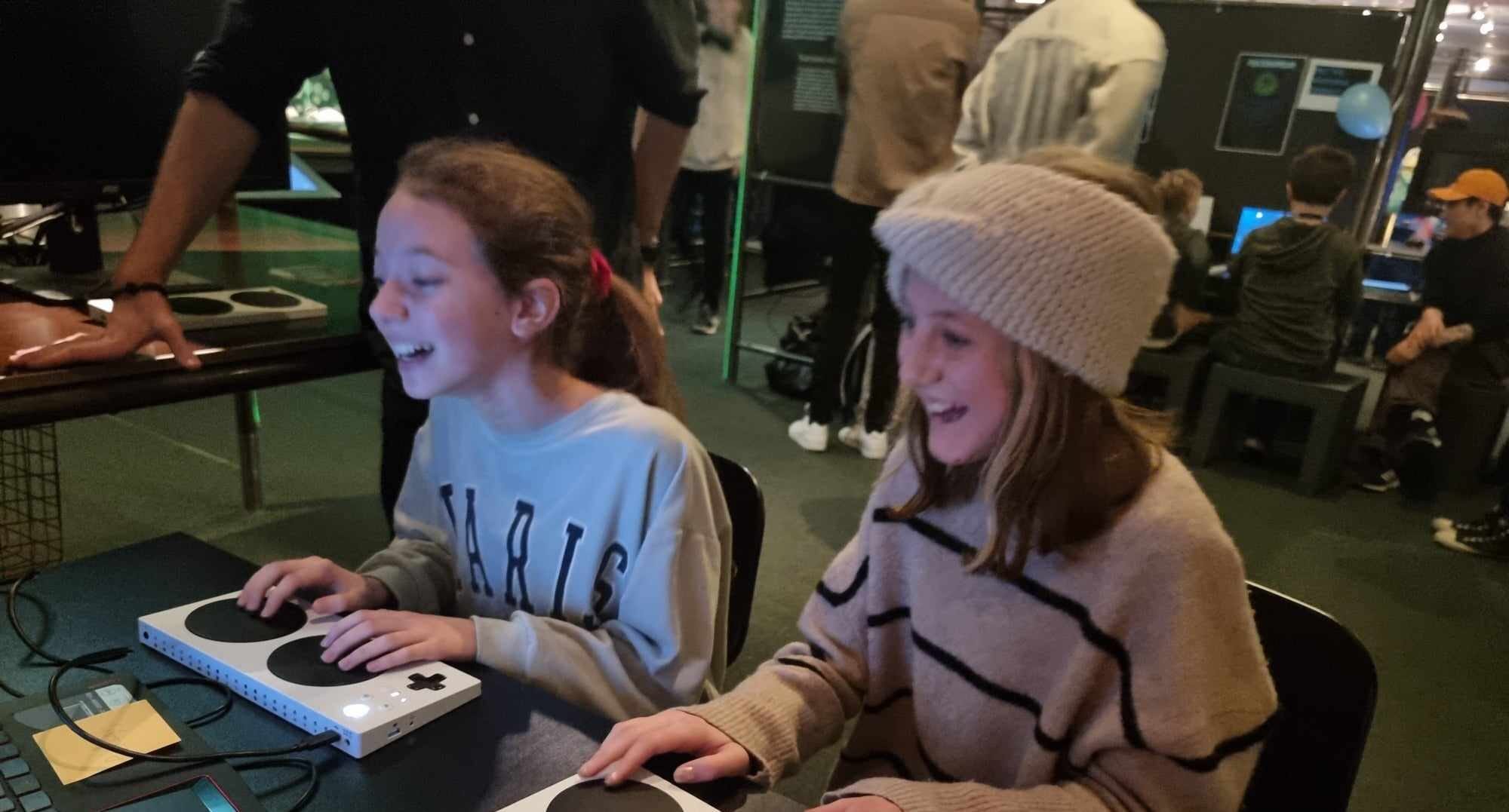 Children are playtesting video games created by Futuregames students.