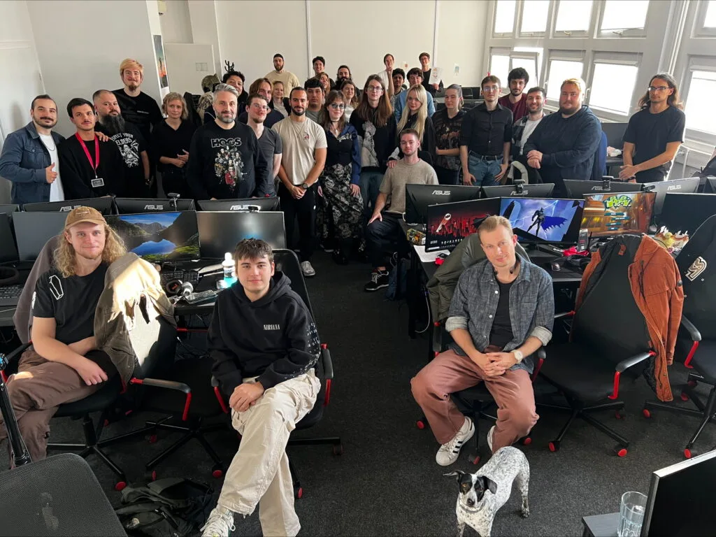 Futuregames Warsaw students and staff in classroom.