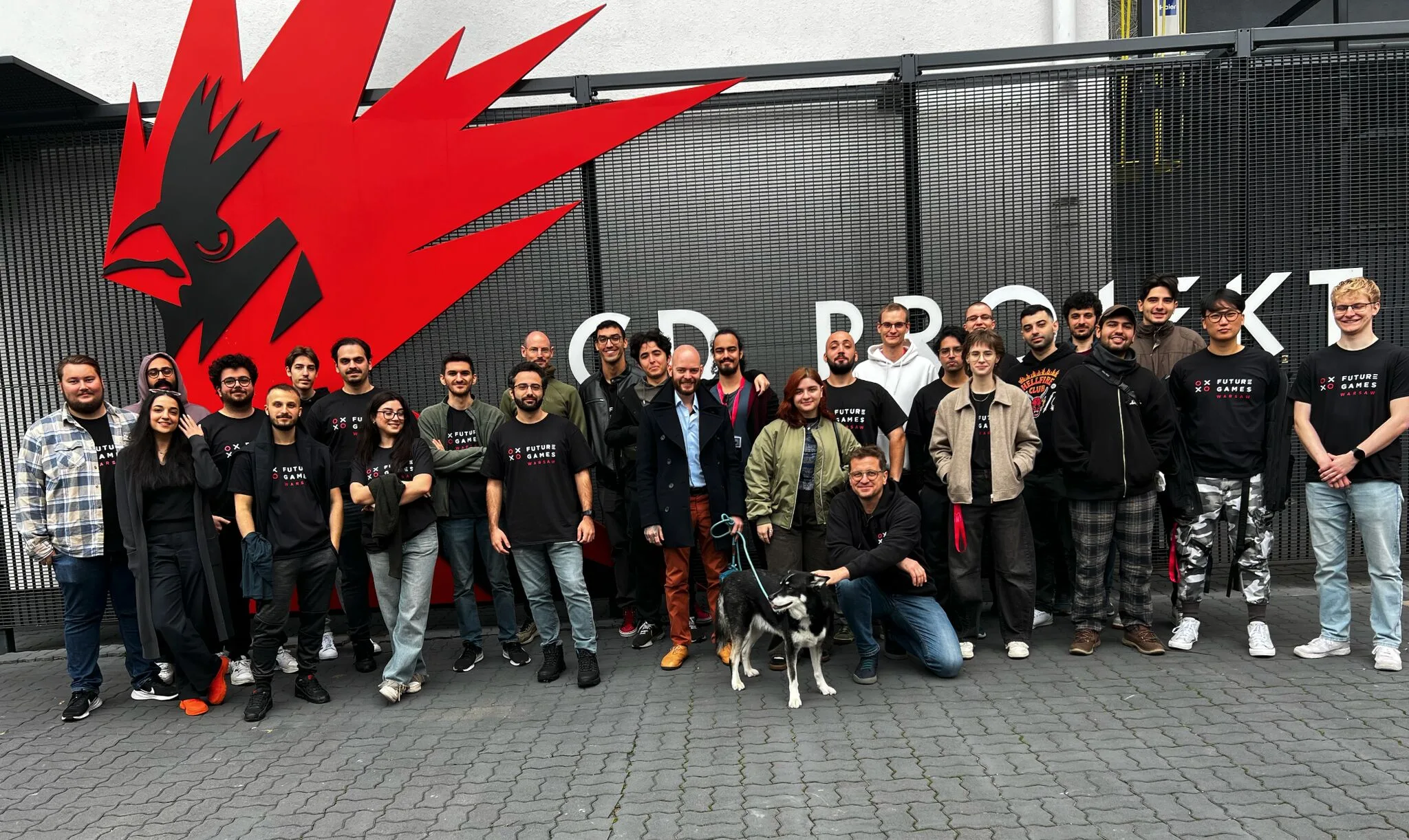 Futuregames Warsaw students and staff outside school.