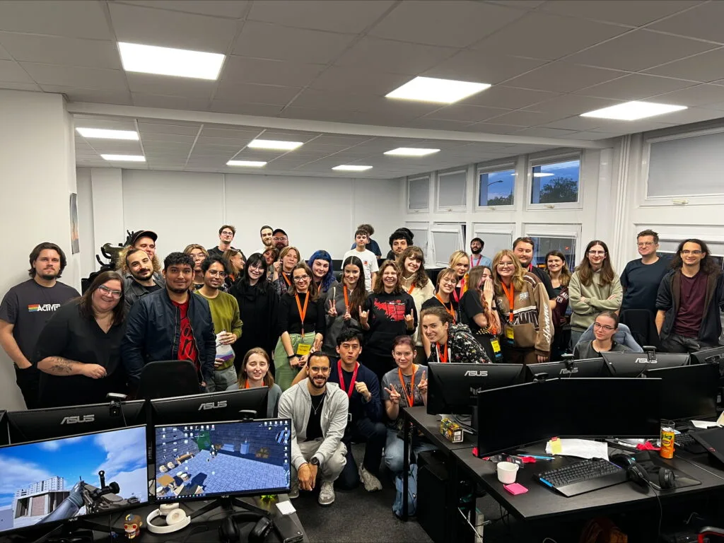 Futuregames Warsaw students and staff in classroom.