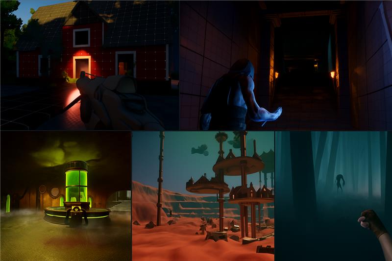 Montage of stills from Futuregames Game Project 3 2025.